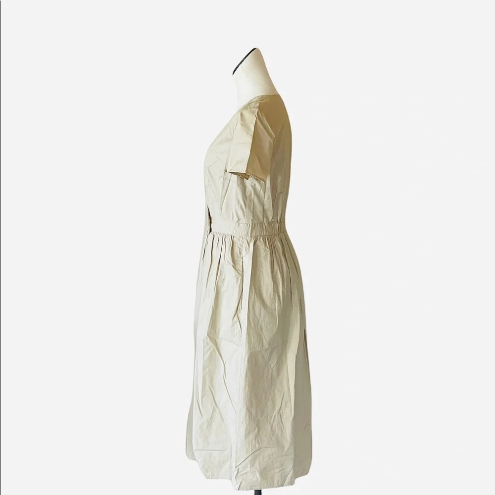 NWOT J.CREW BUTTON FRONT POPLIN KHAKI WRAP MIDI DRESS